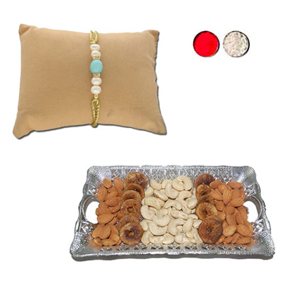 "Rakhi - JPJUN-23-025 (Single Rakhi) , Dryfruit Thali - code RD100(ED) - Click here to View more details about this Product